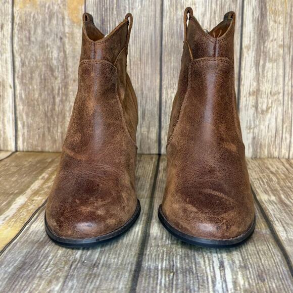 Clarks Brown Leather Western Cowgirl Boho Hippie Ankle Booties Womens Sz 7.5 - Picture 2 of 8